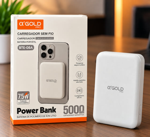 Power bank A'Gold 5000mAh sem fio