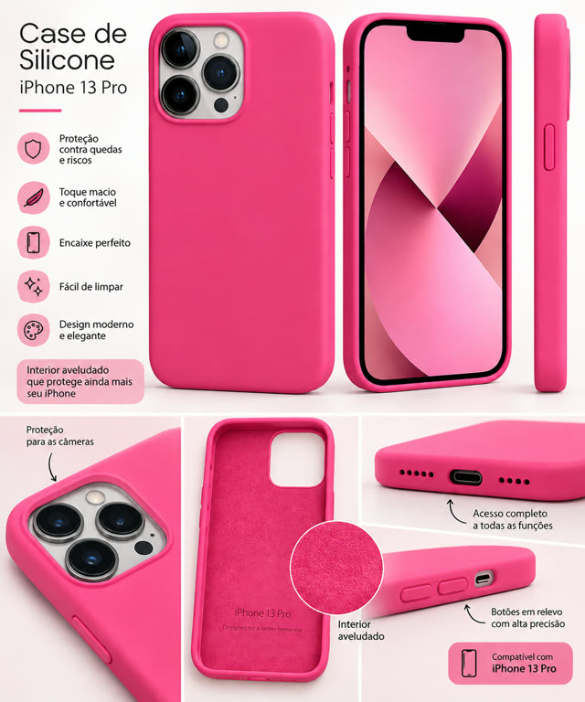 Capinha de silicone para iPhone 13 Pro