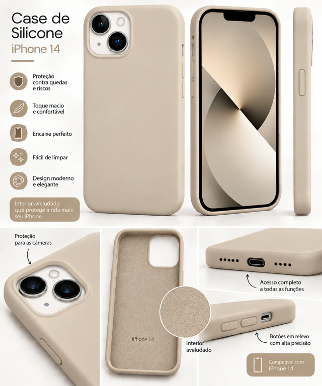 Capinha de silicone para iPhone 14