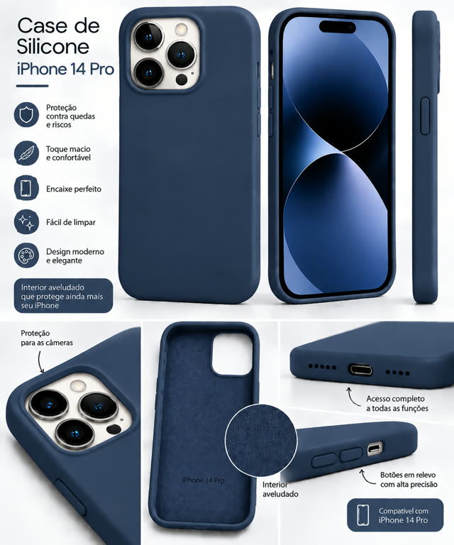 Capinha de silicone para iPhone 14 Pro
