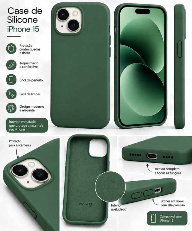 Capinha de silicone para iPhone 15