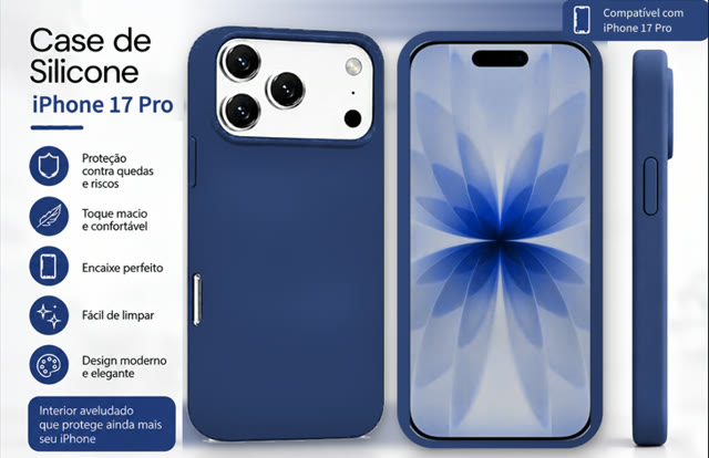 Capinha de silicone para iPhone 17 Pro